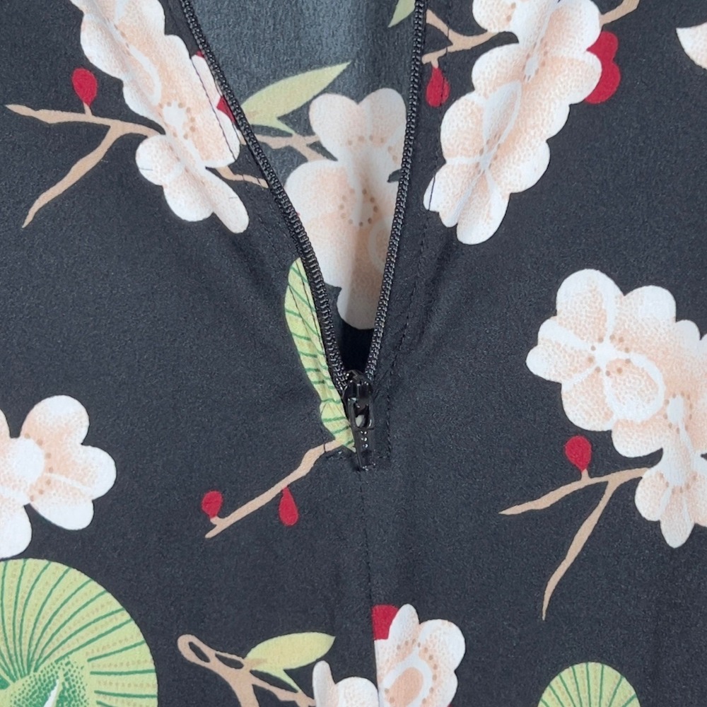 Hell Bunny Vixen Rockabilly Short Sleeve Midi Dress Womens 2XL Black Floral - Picture 8 of 13